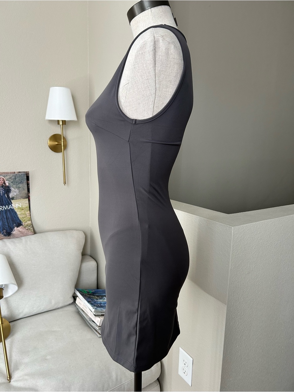 Davis Active Classic Sleeveless Crewneck Dress - Gray - Picture 3 of 7
